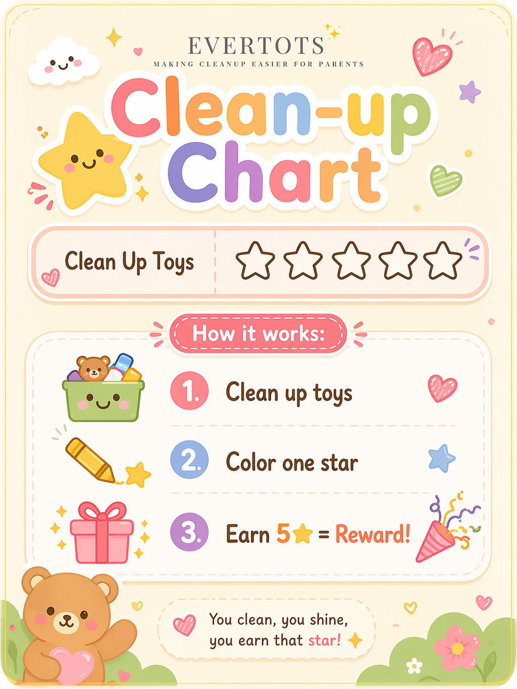 Digital Custom Toy Labels + Cleanup Chart (Printable)